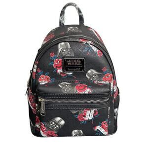 Loungefly Disney Star Wars Floral Tattoo Darth Vader Mini Backpack Bag NWT